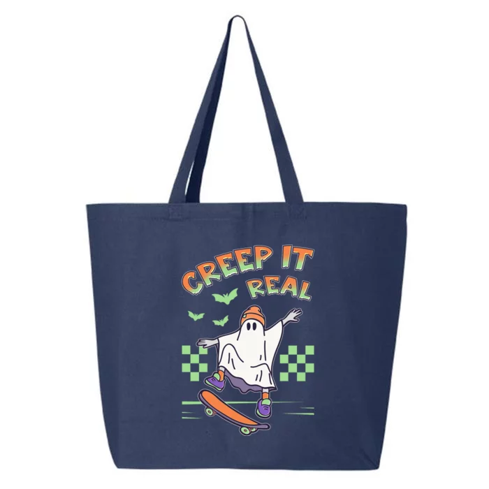 Funny Halloween Creep It Real Skater Skateboarding Ghost 25L Jumbo Tote