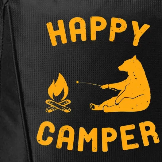 Funny Happy Camper Gift With Bear And Bonfire Gift City Backpack