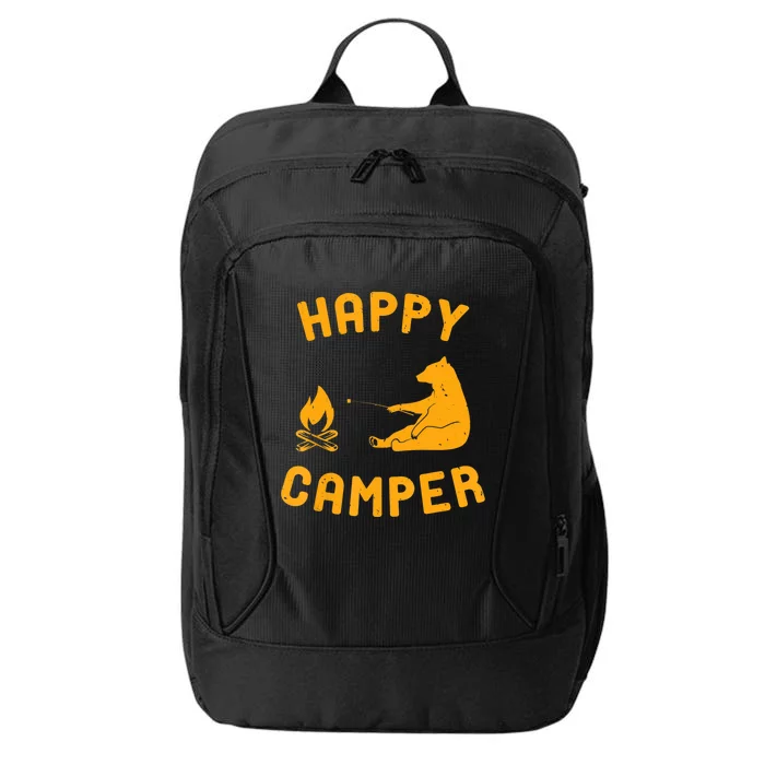 Funny Happy Camper Gift With Bear And Bonfire Gift City Backpack