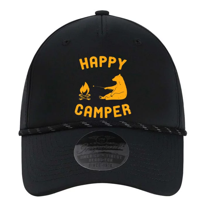 Funny Happy Camper Gift With Bear And Bonfire Gift Performance The Dyno Cap