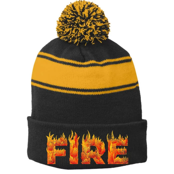 FIRE HALLOWEEN COSTUME FIRE AND ICE MATCHING COUPLES Stripe Pom Pom Beanie