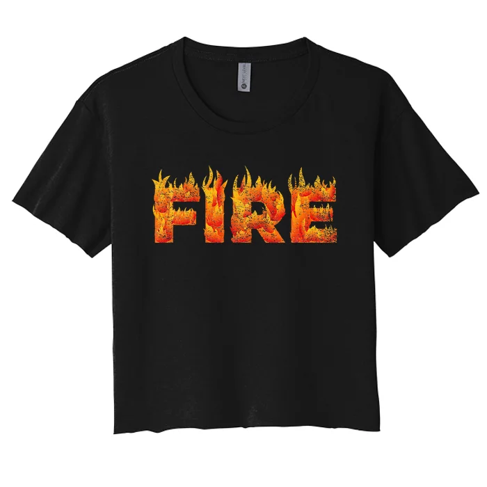 FIRE HALLOWEEN COSTUME FIRE AND ICE MATCHING COUPLES Women's Crop Top Tee