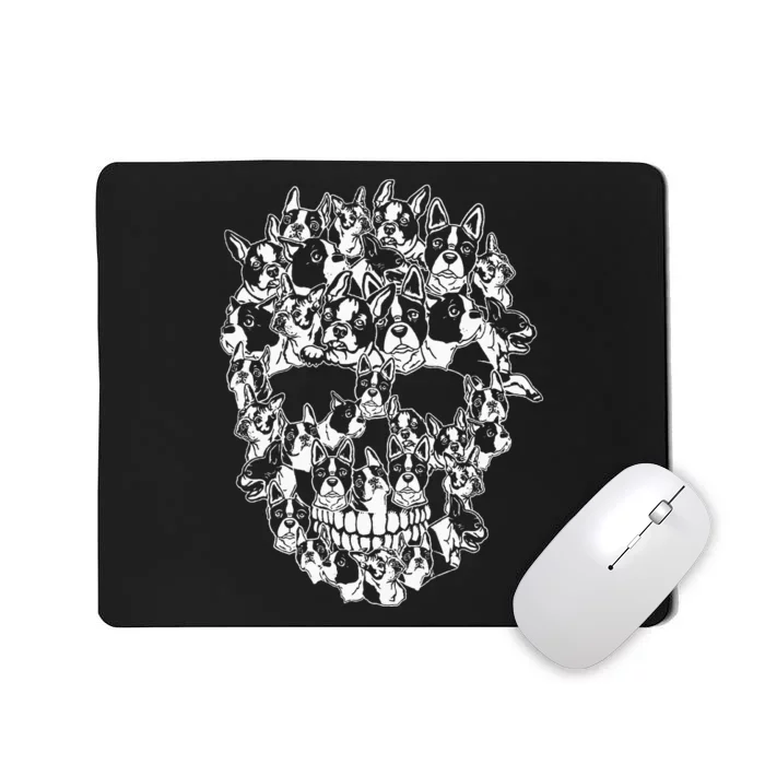 Funny Halloween Costume Skull Boston Terrier Dog Lover Mousepad