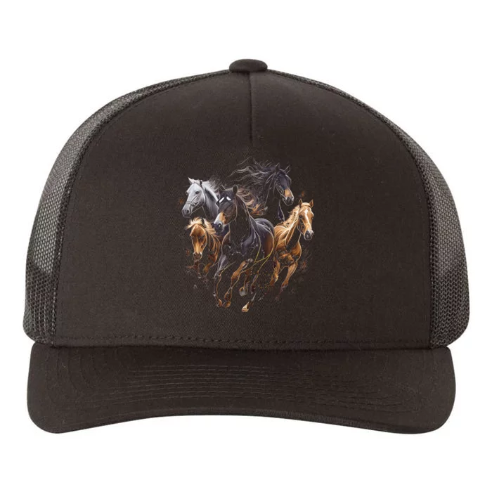 funny Horses Collage Horse Lover Graphic Yupoong Adult 5-Panel Trucker Hat