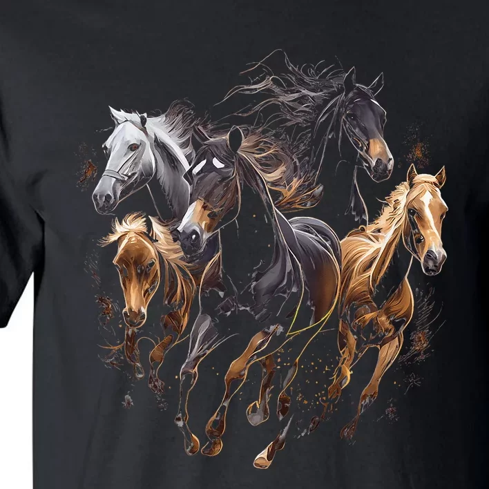 funny Horses Collage Horse Lover Graphic Tall T-Shirt