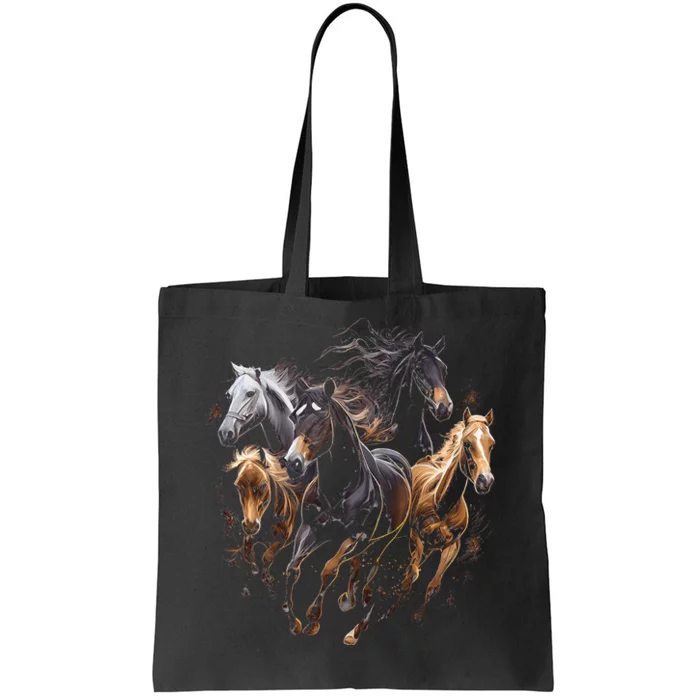 funny Horses Collage Horse Lover Graphic Tote Bag