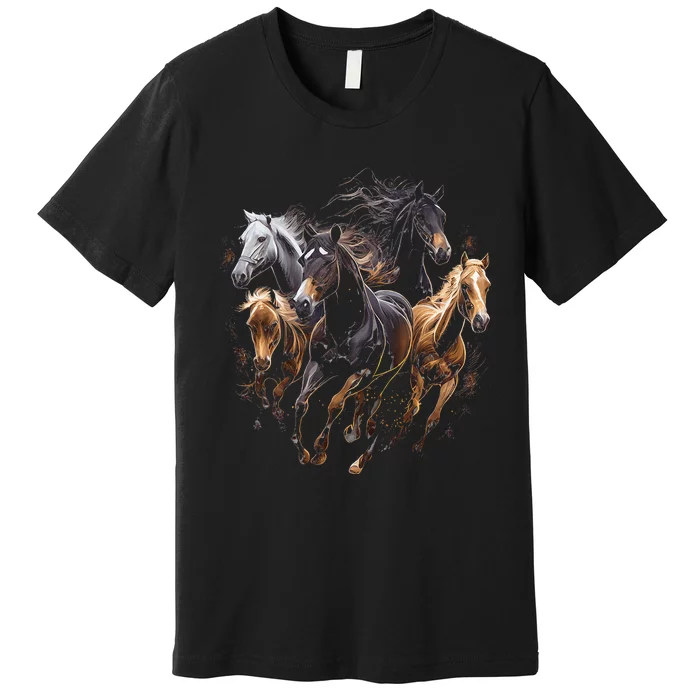 funny Horses Collage Horse Lover Graphic Premium T-Shirt