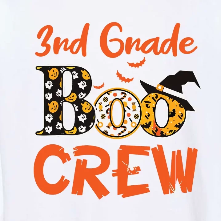 Funny Halloween Costume Boo Crew 3rd Grade Teacher Kids Gift Garment-Dyed Sweatshirt