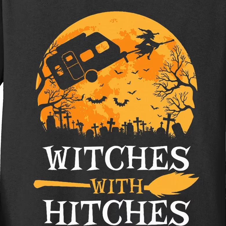 Funny Halloween Camping Gift for Witch Lovers Kids Long Sleeve Shirt