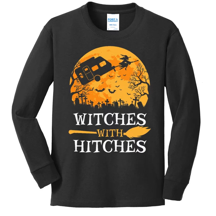 Funny Halloween Camping Gift for Witch Lovers Kids Long Sleeve Shirt