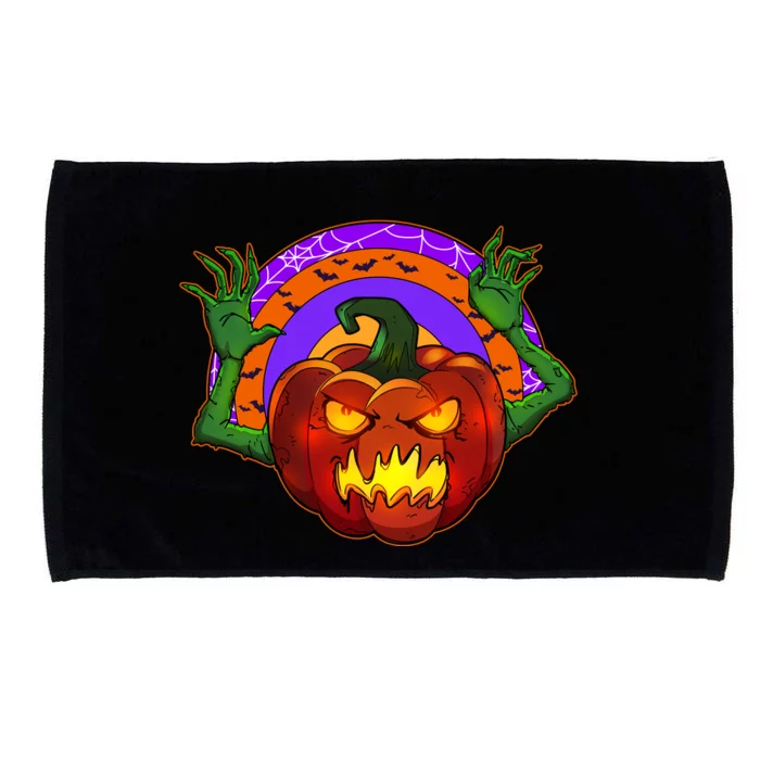 Funny Halloween Creepy Jackolantern Pumpkin Microfiber Hand Towel