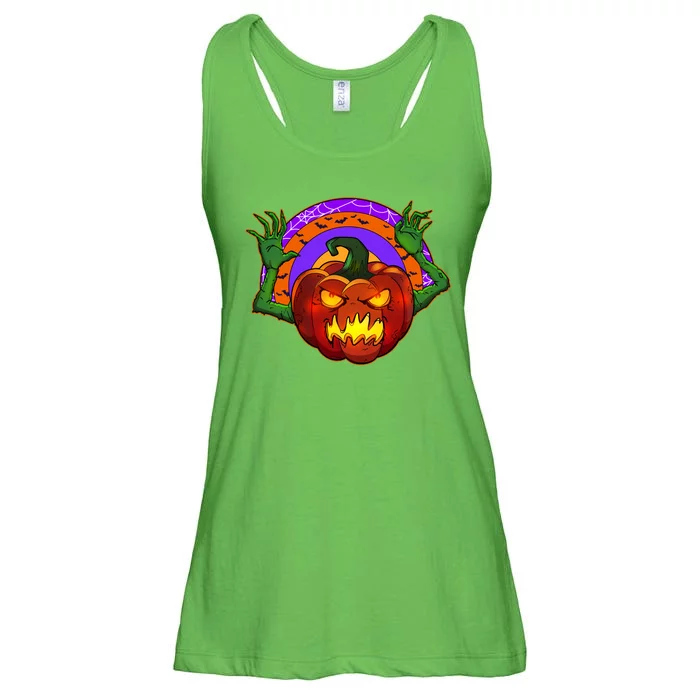 Funny Halloween Creepy Jackolantern Pumpkin Ladies Essential Flowy Tank