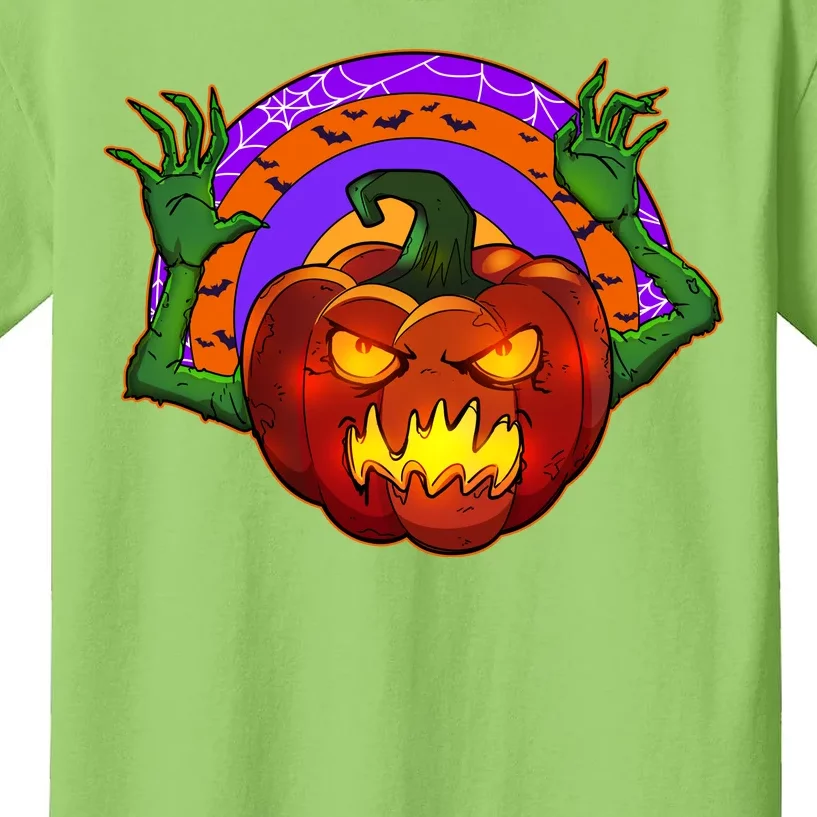 Funny Halloween Creepy Jackolantern Pumpkin Kids T-Shirt