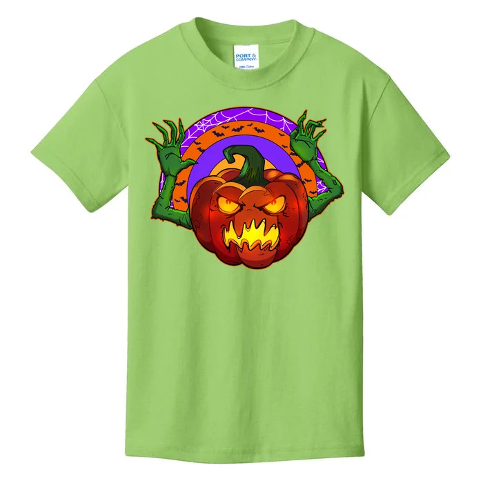 Funny Halloween Creepy Jackolantern Pumpkin Kids T-Shirt