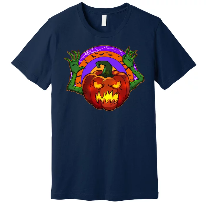 Funny Halloween Creepy Jackolantern Pumpkin Premium T-Shirt