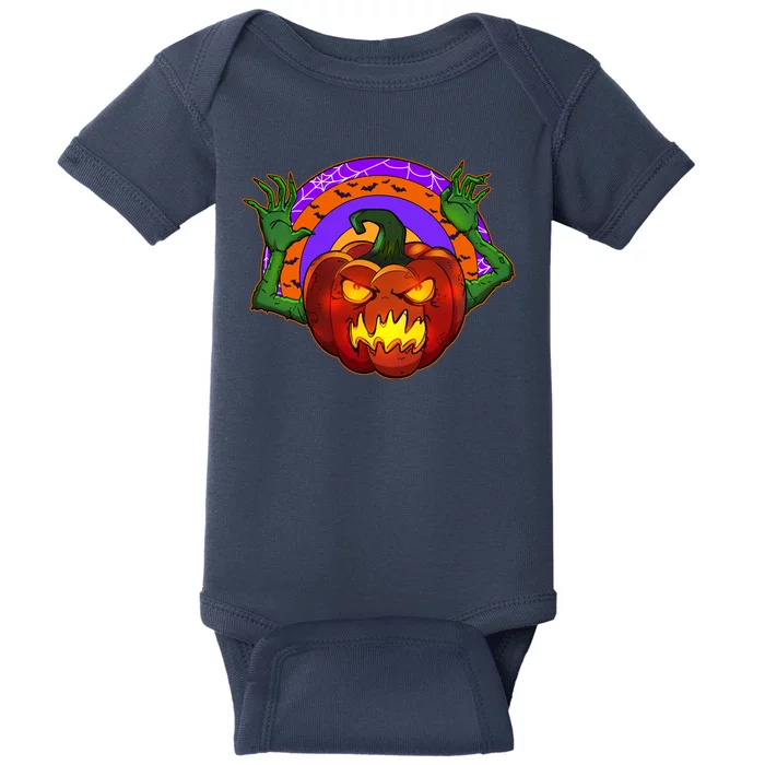 Funny Halloween Creepy Jackolantern Pumpkin Baby Bodysuit