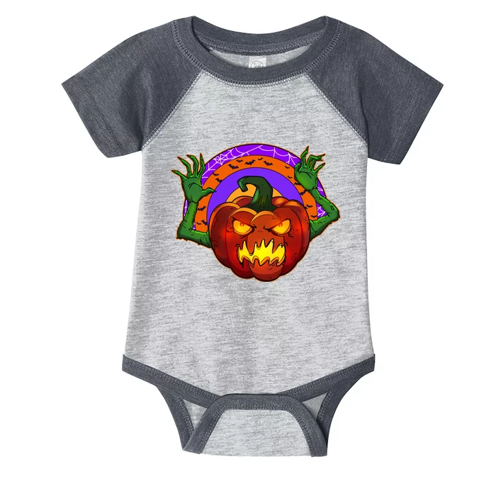 Funny Halloween Creepy Jackolantern Pumpkin Infant Baby Jersey Bodysuit