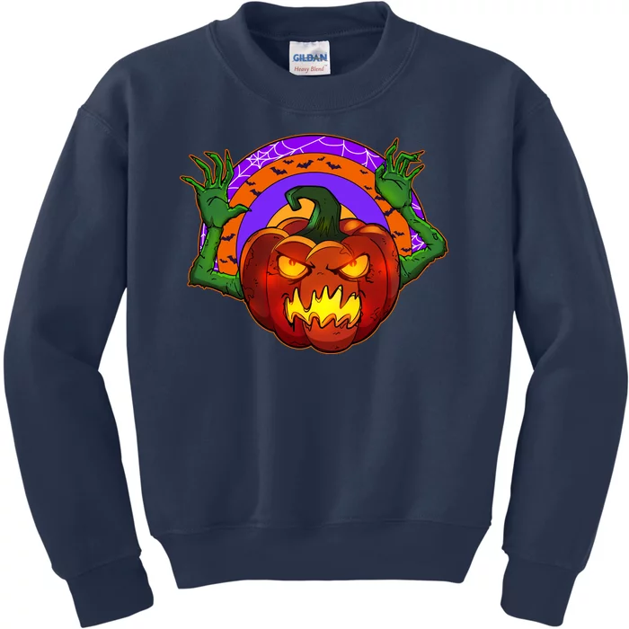 Funny Halloween Creepy Jackolantern Pumpkin Kids Sweatshirt