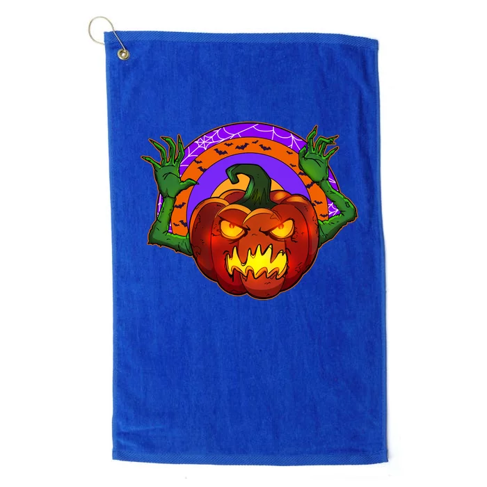 Funny Halloween Creepy Jackolantern Pumpkin Platinum Collection Golf Towel