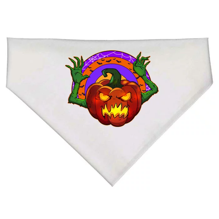 Funny Halloween Creepy Jackolantern Pumpkin USA-Made Doggie Bandana