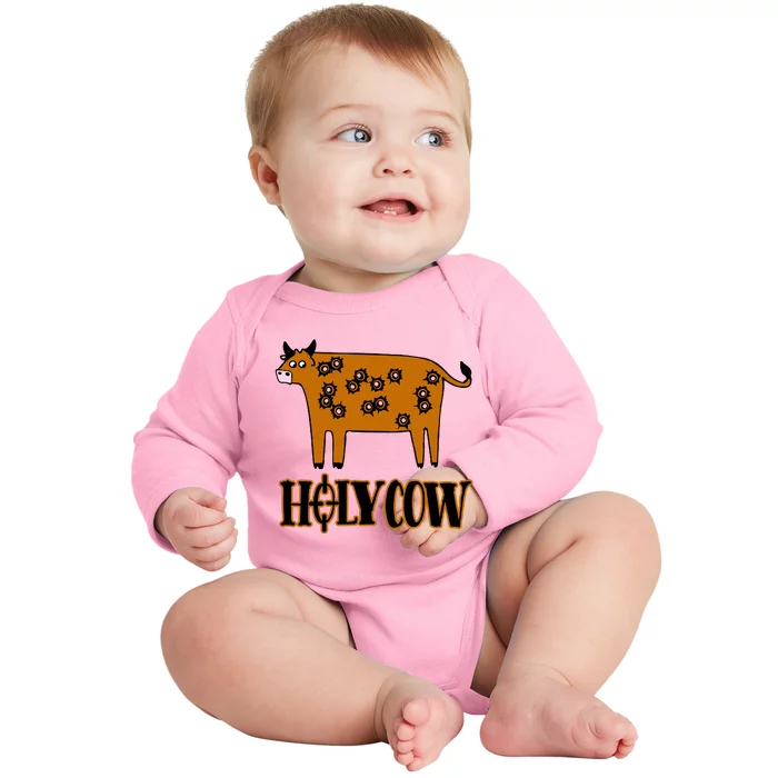 Funny Holy Cow Baby Long Sleeve Bodysuit