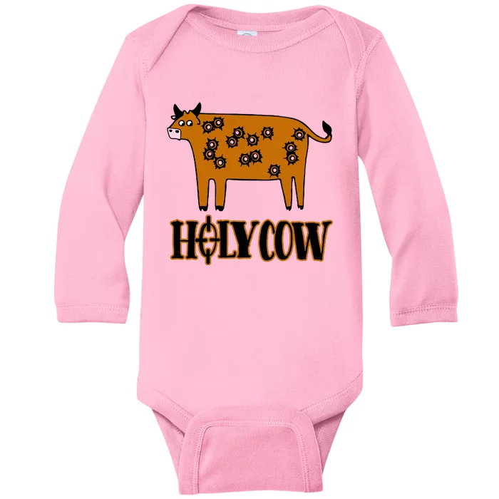 Funny Holy Cow Baby Long Sleeve Bodysuit