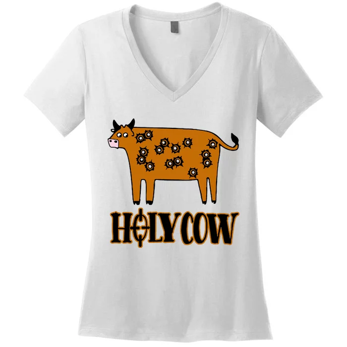 Funny Holy Cow Women's V-Neck T-Shirt