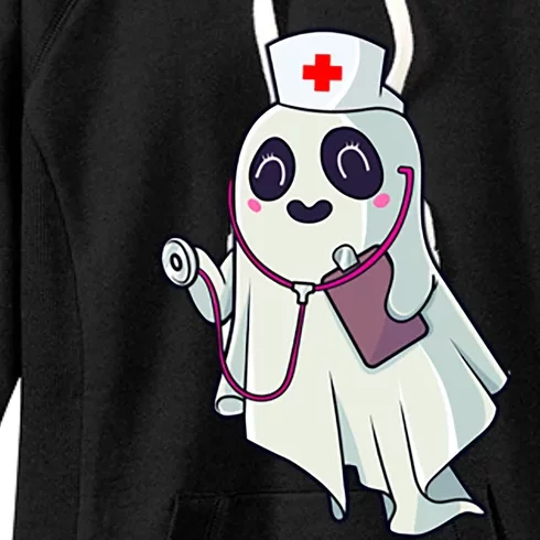 Funny Halloween Costume Cute Pocket Ghost Nurse Scrub Gift Women's Fleece Hoodie