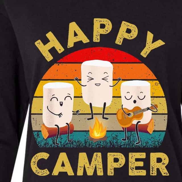 Funny Happy Cute Marshmallow Camper Bonfire Kids Women Men Womens Cotton Relaxed Long Sleeve T-Shirt