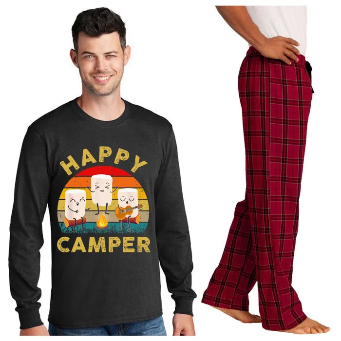 Funny Happy Cute Marshmallow Camper Bonfire Kids Women Men Long Sleeve Pajama Set