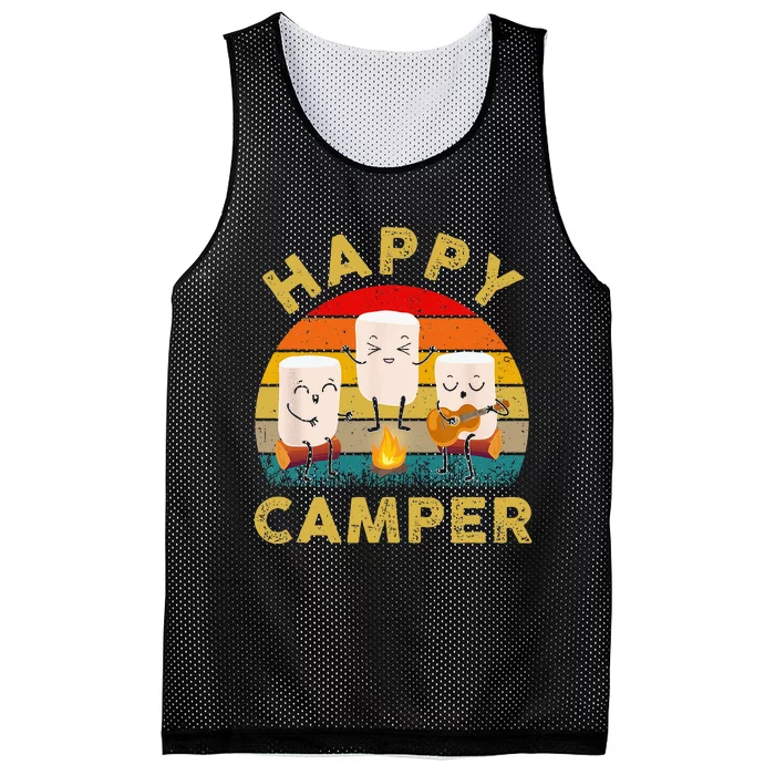 Funny Happy Cute Marshmallow Camper Bonfire Kids Women Men Mesh Reversible Basketball Jersey Tank