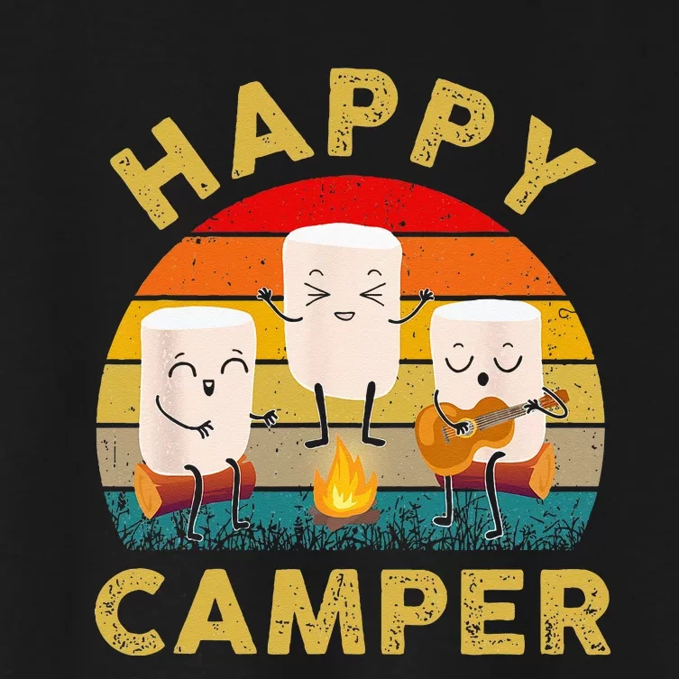 Funny Happy Cute Marshmallow Camper Bonfire Kids Women Men Women's Crop Top Tee