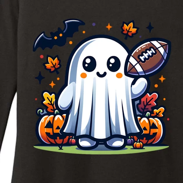 Football Halloween Cute Ghost Utumn Fall And Sports Gift Womens CVC Long Sleeve Shirt