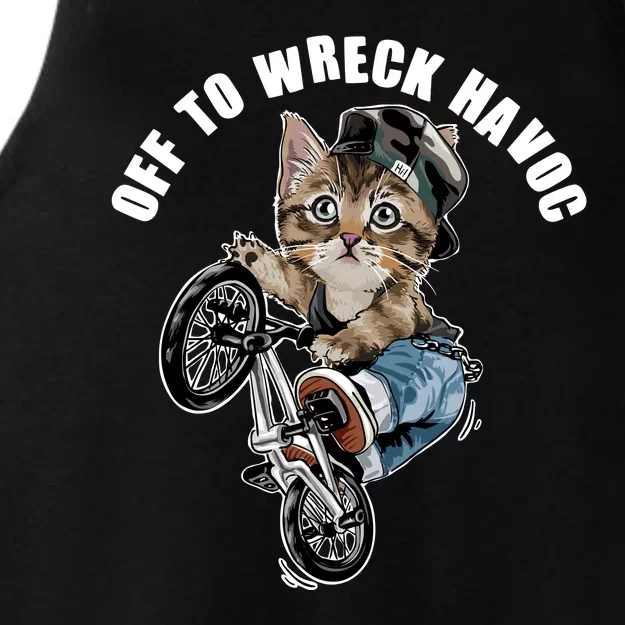 Funny Hiphop Cat Off To Wreck Havoc Ladies Tri-Blend Wicking Tank