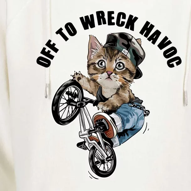 Funny Hiphop Cat Off To Wreck Havoc Womens Funnel Neck Pullover Hood