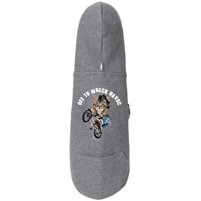 Funny Hiphop Cat Off To Wreck Havoc Doggie 3-End Fleece Hoodie