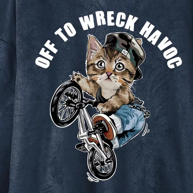 Funny Hiphop Cat Off To Wreck Havoc Hooded Wearable Blanket