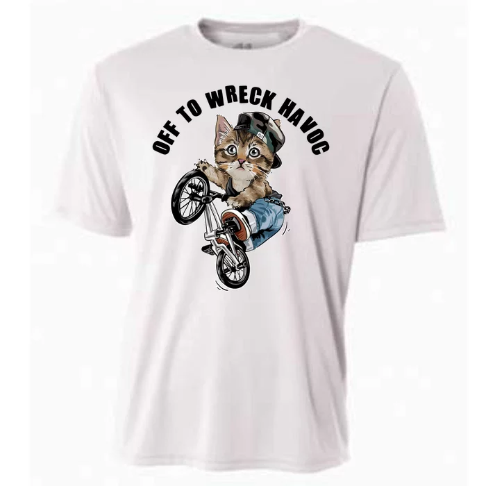 Funny Hiphop Cat Off To Wreck Havoc Cooling Performance Crew T-Shirt