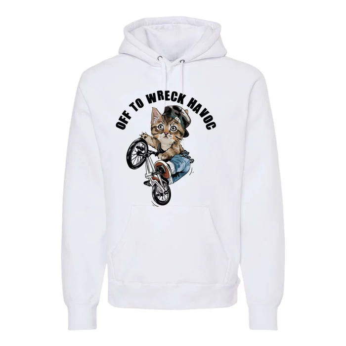 Funny Hiphop Cat Off To Wreck Havoc Premium Hoodie