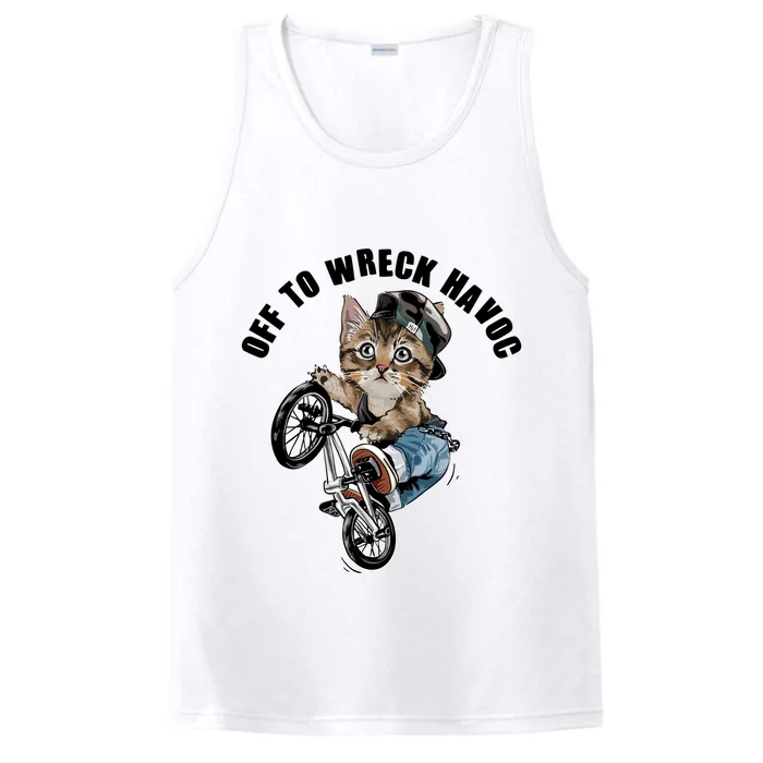 Funny Hiphop Cat Off To Wreck Havoc Performance Tank