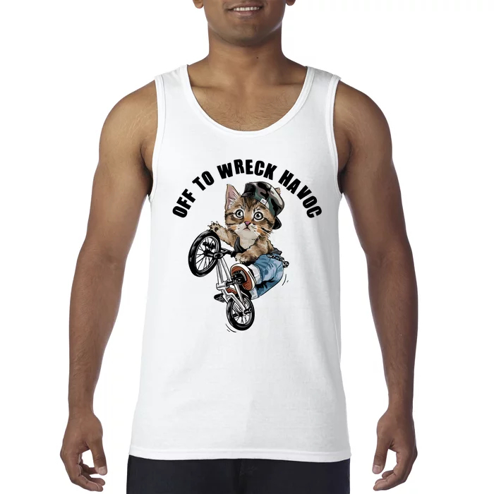 Funny Hiphop Cat Off To Wreck Havoc Tank Top