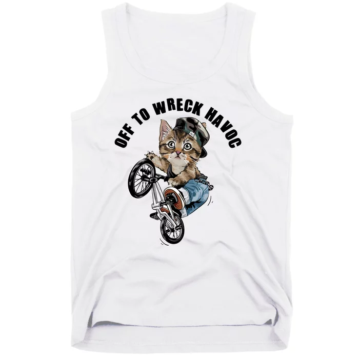 Funny Hiphop Cat Off To Wreck Havoc Tank Top