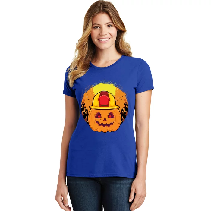 Firefighter Halloween Costume Pumpkin For Fire Gift Women's T-Shirt