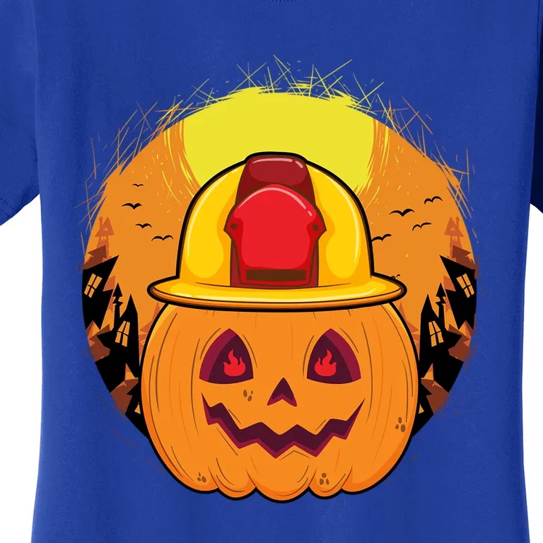 Firefighter Halloween Costume Pumpkin For Fire Gift Women's T-Shirt