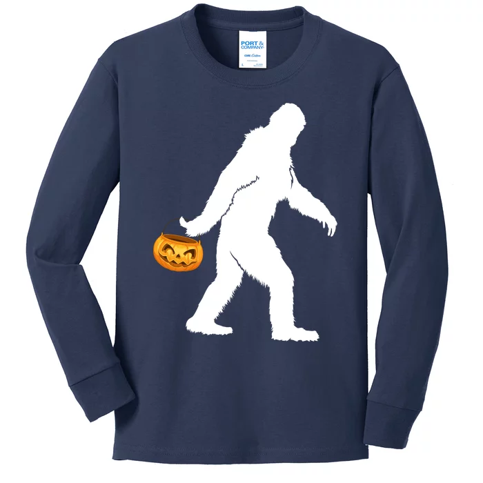 Funny Halloween, Cute Halloween, Bigfoot Sasquatch Halloween Pumpkin Kids Long Sleeve Shirt