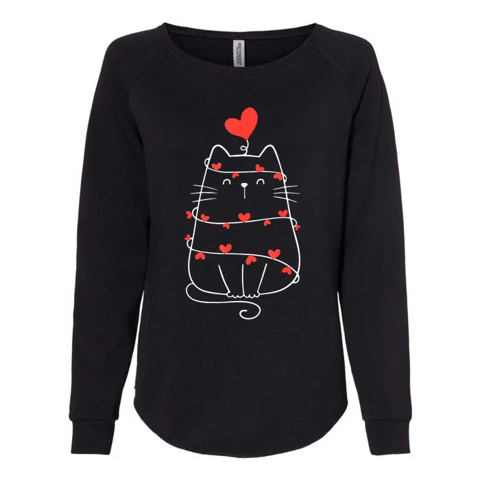 Funny Heart Cat ValentineS Day Heart Cat Lover Valentine Womens California Wash Sweatshirt