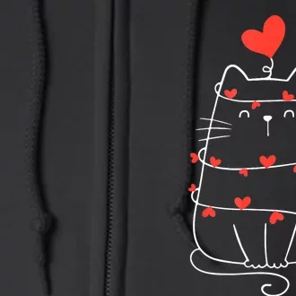 Funny Heart Cat ValentineS Day Heart Cat Lover Valentine Full Zip Hoodie