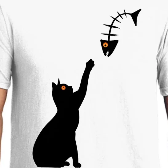 Funny Halloween Cat Wants To Catch A Fish Skeleton Pajama Set