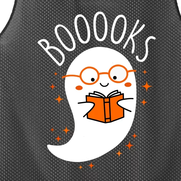 Funny Halloween Cute Ghost Book Reading School Teacher Gift Mesh Reversible Basketball Jersey Tank