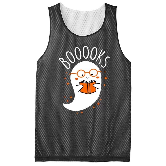 Funny Halloween Cute Ghost Book Reading School Teacher Gift Mesh Reversible Basketball Jersey Tank